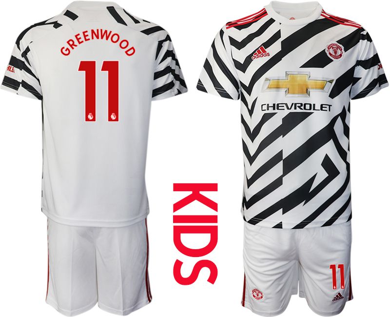 Youth 2020-2021 club Manchester united away #11 white Soccer Jerseys